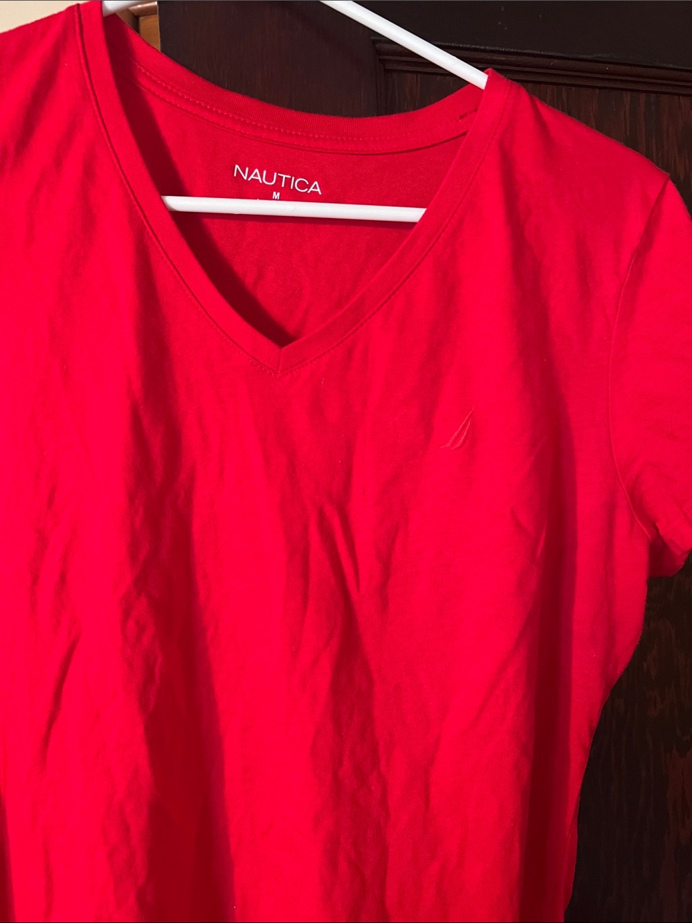 Nautica V-Neck Tee in Bright Red